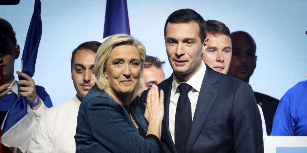 Rassemblement national Marine Le Pen et Jordan Bardella